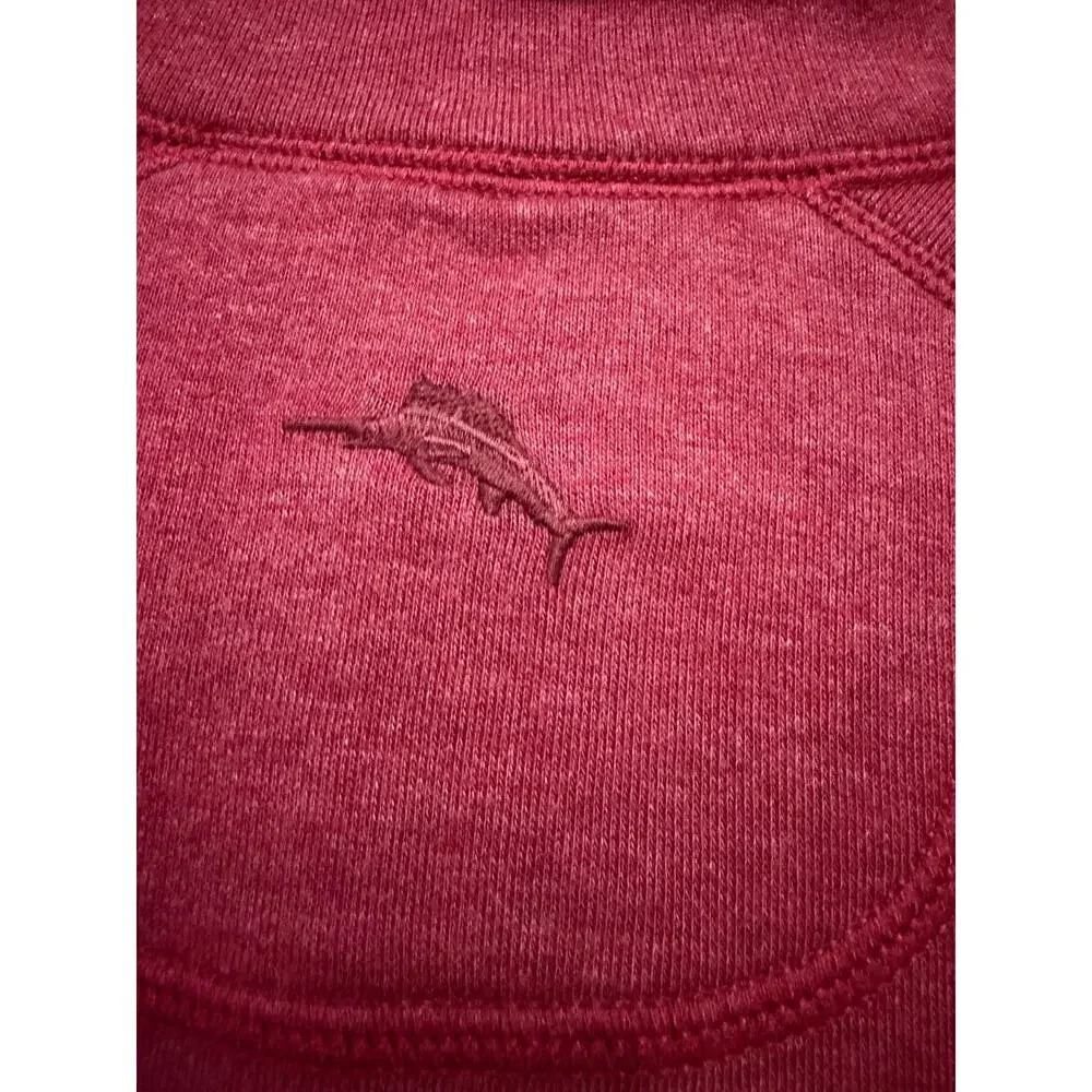 Tommy Bahama Flip Coast Snap Mock neck Reversible burgundy Sweatshirt relaxed -S